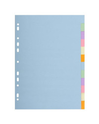 Intercalaires pastel carton Forever 12 positions - A4 - Couleurs assorties